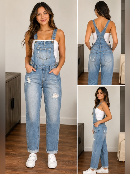 Cred NY Pants - Cred NY Denim Jean Overall, adjustable straps and relax fit.